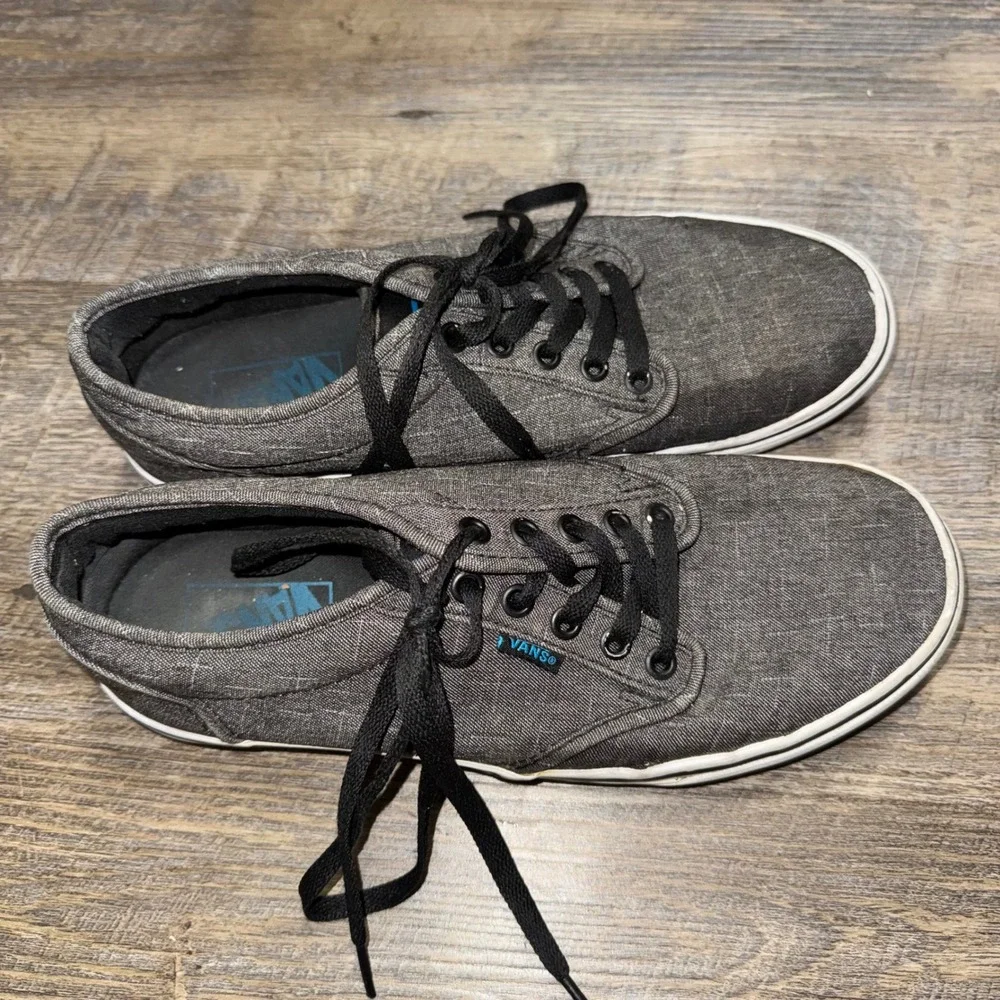Vans Atwood Gray Chambray Canvas Low Top Skate Shoes Mens 8 Womens 9.5